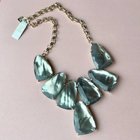 NWT Kendra Scott Harlow Necklace Grey Illusion 14k Gold Plated - Picture 11 of 11